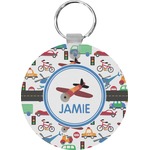 Transportation Round Plastic Keychain (Personalized)