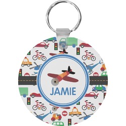 Transportation Round Plastic Keychain (Personalized)