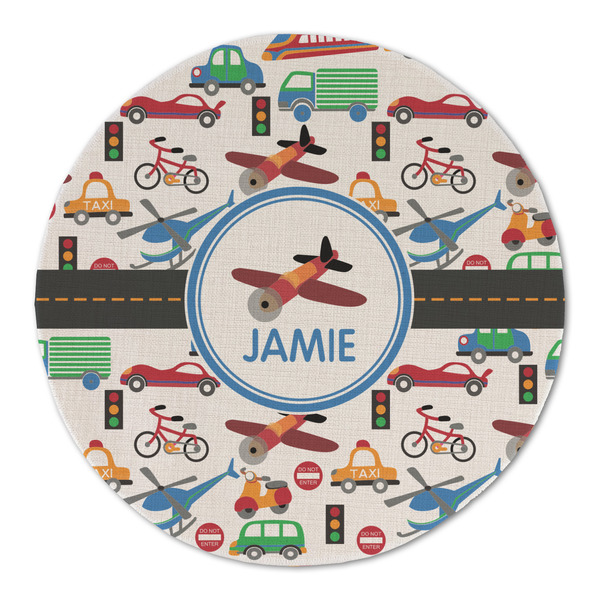 Transportation Round Linen Placemats - FRONT (Double Sided)