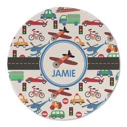 Transportation Round Linen Placemat - Single Sided (Personalized)