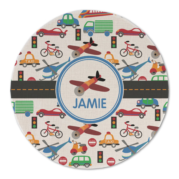 Custom Transportation Round Linen Placemat (Personalized)