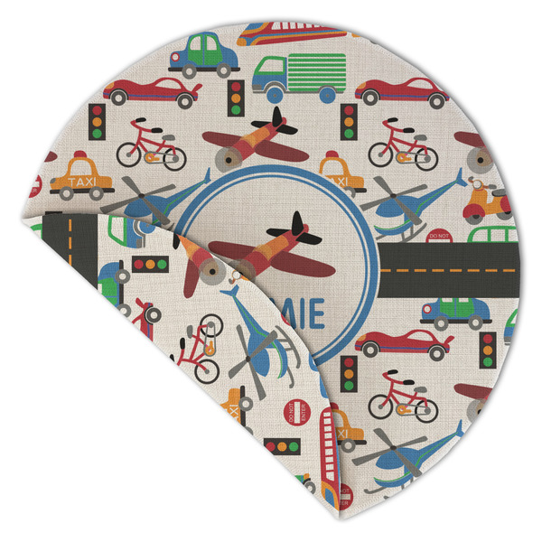 Transportation Round Linen Placemats - Front (folded corner double sided)