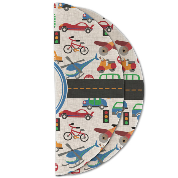 Transportation Round Linen Placemats - HALF FOLDED (double sided)