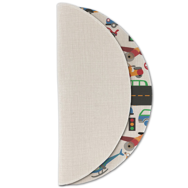 Transportation Round Linen Placemats - HALF FOLDED (single sided)