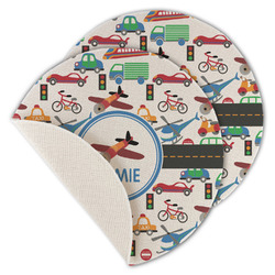 Transportation Round Linen Placemat - Single Sided - Set of 4 (Personalized)