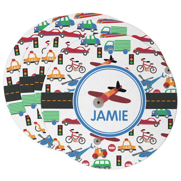 Custom Transportation Round Paper Coasters w/ Name or Text
