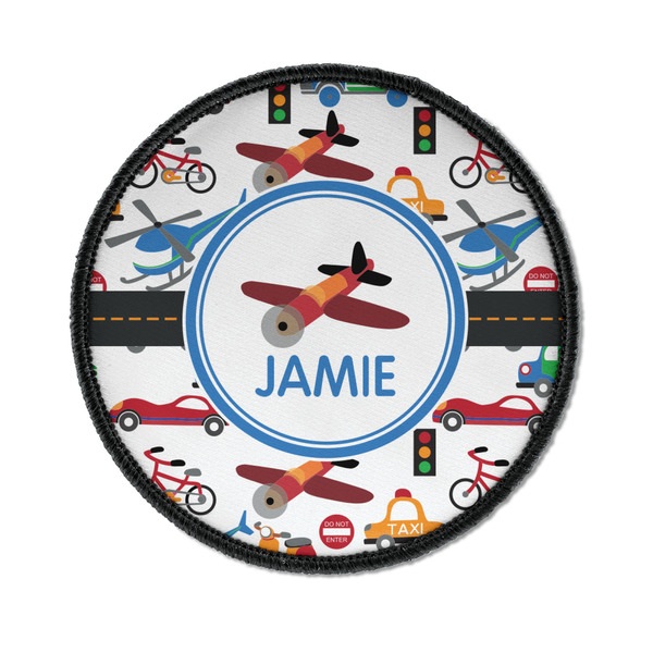 Custom Transportation Iron On Round Patch w/ Name or Text