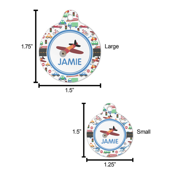 Transportation Round Pet ID Tag - Large - Comparison Scale