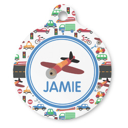 Transportation Round Pet ID Tag - Large (Personalized)