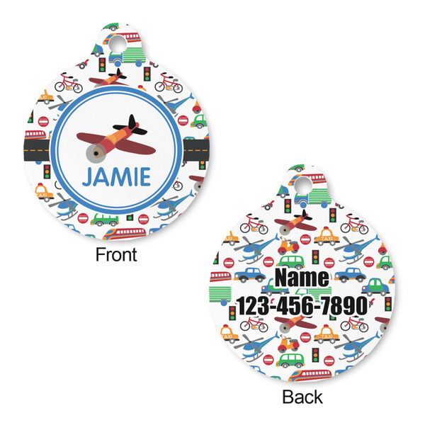 Transportation Round Pet Tag - Front & Back