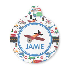 Transportation Round Pet ID Tag - Small (Personalized)