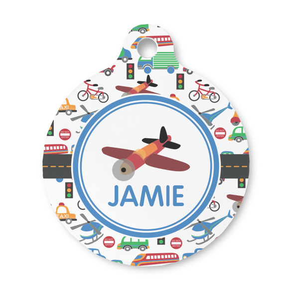 Custom Transportation Round Pet ID Tag - Small (Personalized)