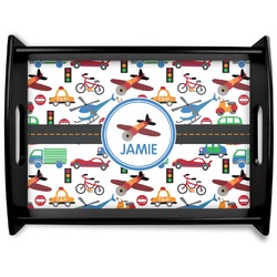 Transportation Black Wooden Tray - Large (Personalized)