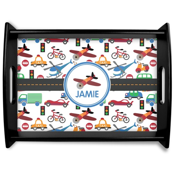 Custom Transportation Black Wooden Tray - Large (Personalized)