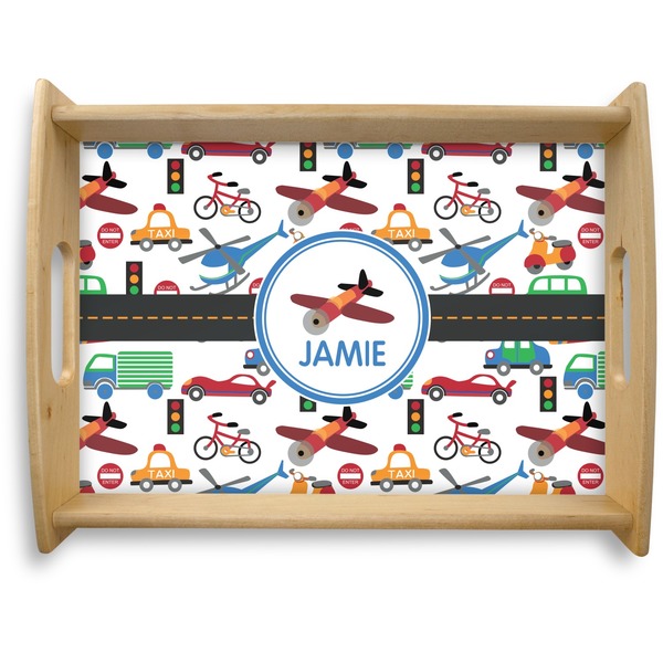 Custom Transportation Natural Wooden Tray - Large (Personalized)