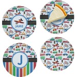 Transportation Set of 4 Glass Appetizer / Dessert Plate 8" (Personalized)