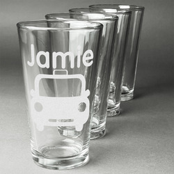 Transportation Pint Glasses - Engraved (Set of 4) (Personalized)