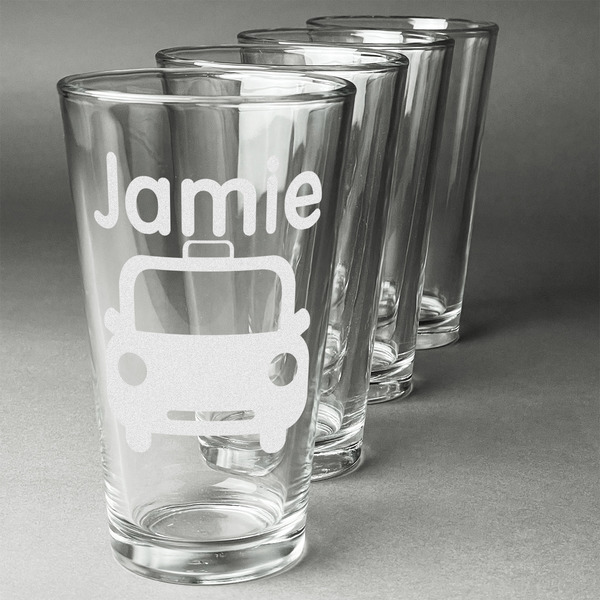 Transportation Set of Four Engraved Pint Glasses - Set View