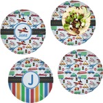 Transportation Set of 4 Glass Lunch / Dinner Plate 10" (Personalized)