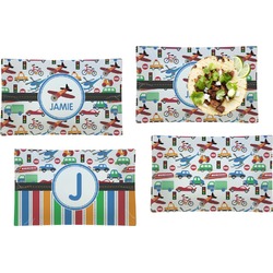 Transportation Set of 4 Glass Rectangular Lunch / Dinner Plate (Personalized)