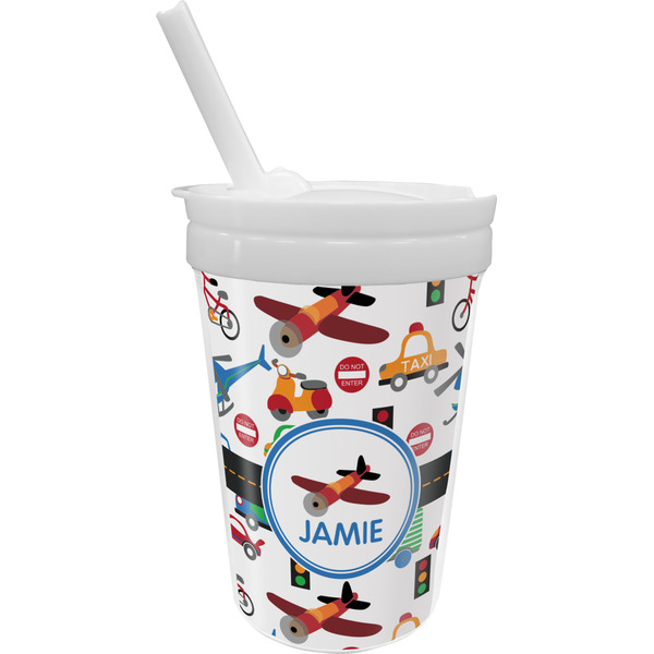 Custom Transportation Sippy Cup with Straw (Personalized)