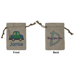Transportation Small Burlap Gift Bag - Front & Back (Personalized)