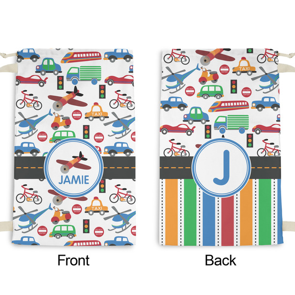 Transportation Small Laundry Bag - Front & Back View