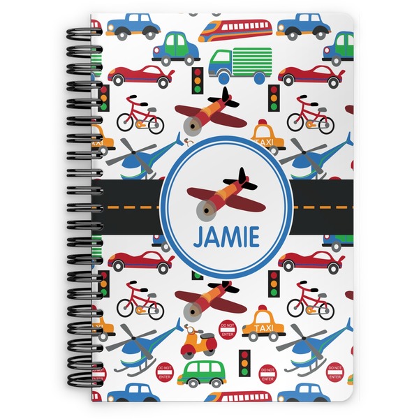 Custom Transportation Spiral Notebook - 7x10 w/ Name or Text
