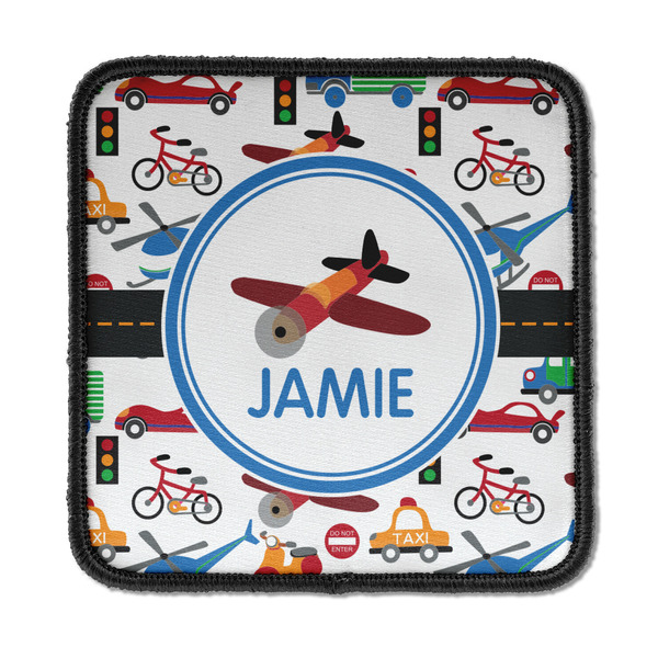 Custom Transportation Iron On Square Patch w/ Name or Text