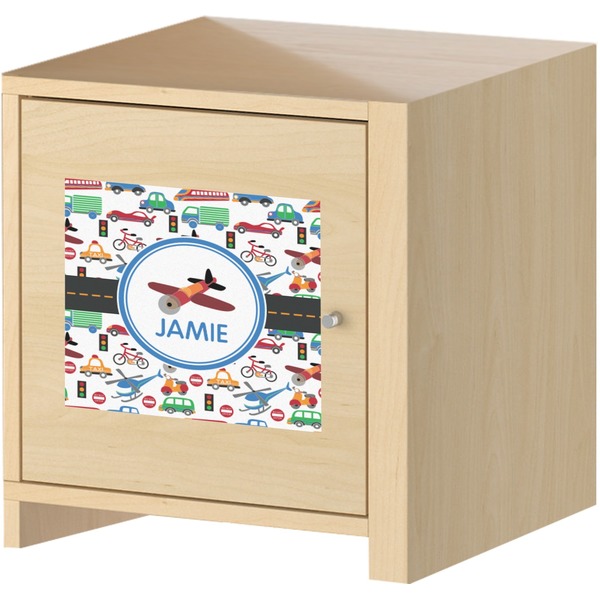 Transportation Square Wall Decal on Wooden Cabinet