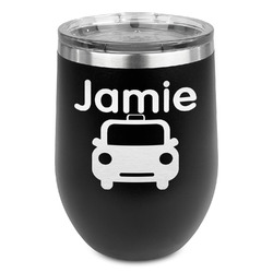 Transportation Stemless Stainless Steel Wine Tumbler - Black - Double Sided (Personalized)