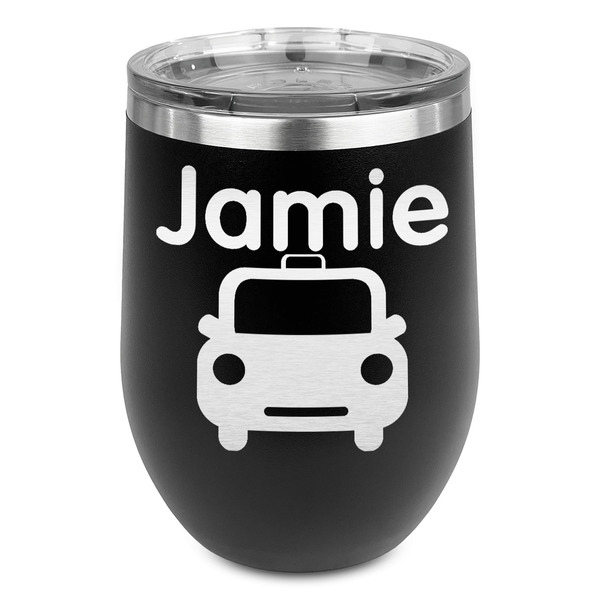 Custom Transportation Stemless Stainless Steel Wine Tumbler - Black - Single Sided (Personalized)