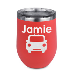 Transportation Stemless Stainless Steel Wine Tumbler - Coral - Double Sided (Personalized)