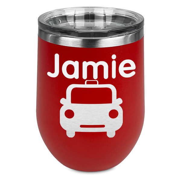 Custom Transportation Stemless Stainless Steel Wine Tumbler - Red - Double Sided (Personalized)