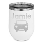 Transportation Stemless Stainless Steel Wine Tumbler - White - Double Sided (Personalized)