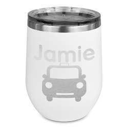 Transportation Stemless Stainless Steel Wine Tumbler - White - Single Sided (Personalized)