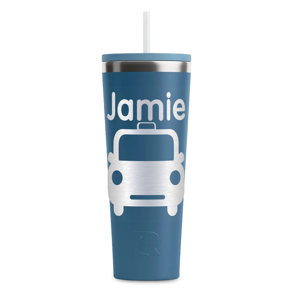 Custom Transportation RTIC Everyday Tumbler with Straw - 28oz - Steel Blue - Double-Sided (Personalized)