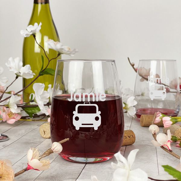 Transportation Stemless Wine Glass - In Context