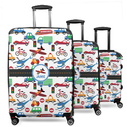 Transportation 3 Piece Luggage Set - 20" Carry On, 24" Medium Checked, 28" Large Checked (Personalized)