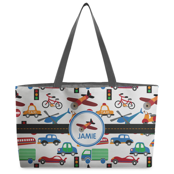 Custom Transportation Beach Totes Bag - w/ Black Handles (Personalized)