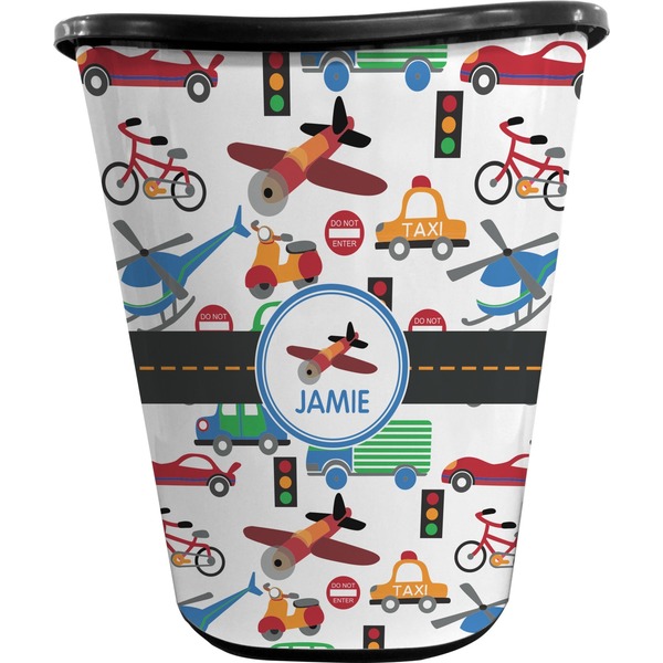 Custom Transportation Waste Basket - Double Sided (Black) (Personalized)