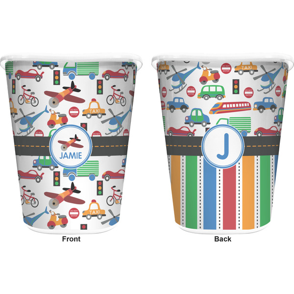 Transportation Trash Can White - Front and Back - Apvl