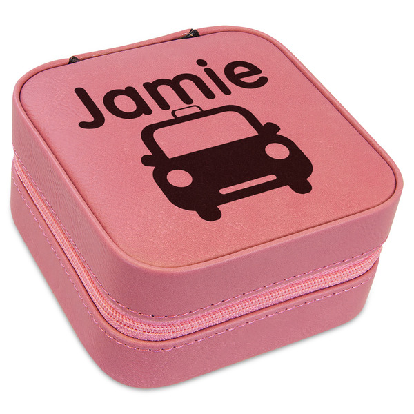 Custom Transportation Travel Jewelry Boxes - Pink Leather (Personalized)