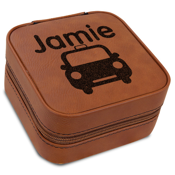 Custom Transportation Travel Jewelry Box - Rawhide Leather (Personalized)