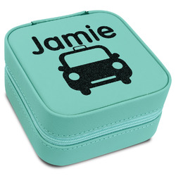 Transportation Travel Jewelry Box - Teal Leather (Personalized)