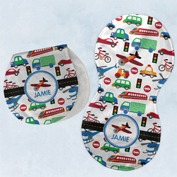 Transportation Burp Pads - Velour - Set of 2 w/ Name or Text