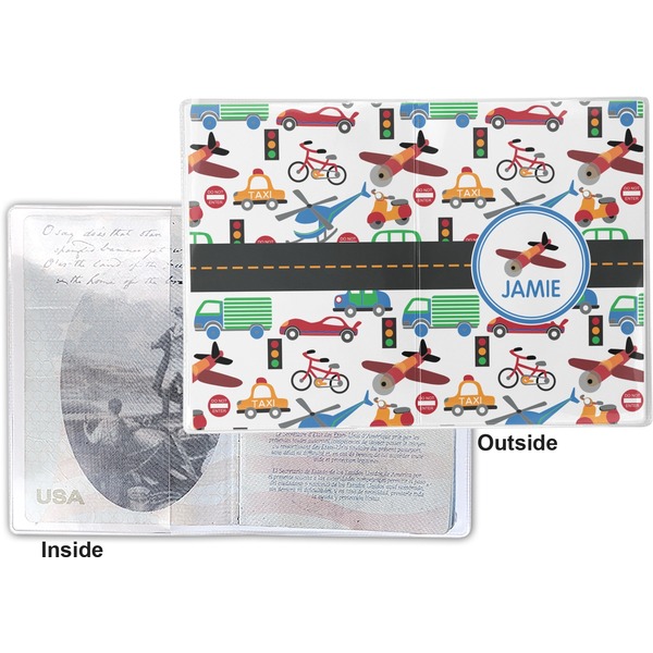 Transportation Vinyl Passport Holder - Flat Front and Back