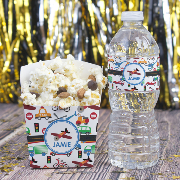 Transportation Water Bottle Label - w/ Favor Box