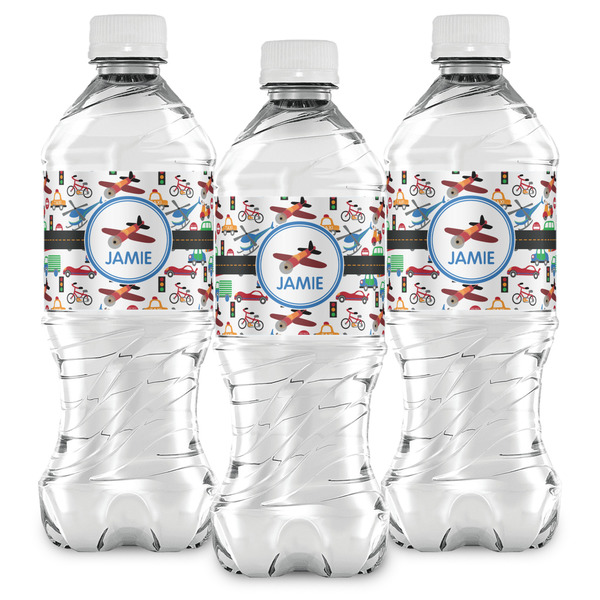 Transportation Water Bottle Labels - Front View