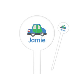 Transportation 4" Round Plastic Food Picks - White - Double Sided (Personalized)